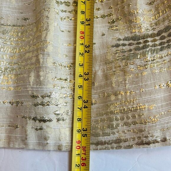 Shoshana A-line Cocktail Dress Sz 4 Cream Metallic Gold Threads Lined Cap Sleeve - Picture 9 of 11